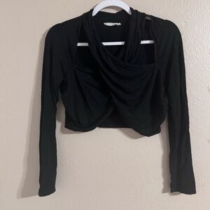 Lush Black Draped Women's Blouse